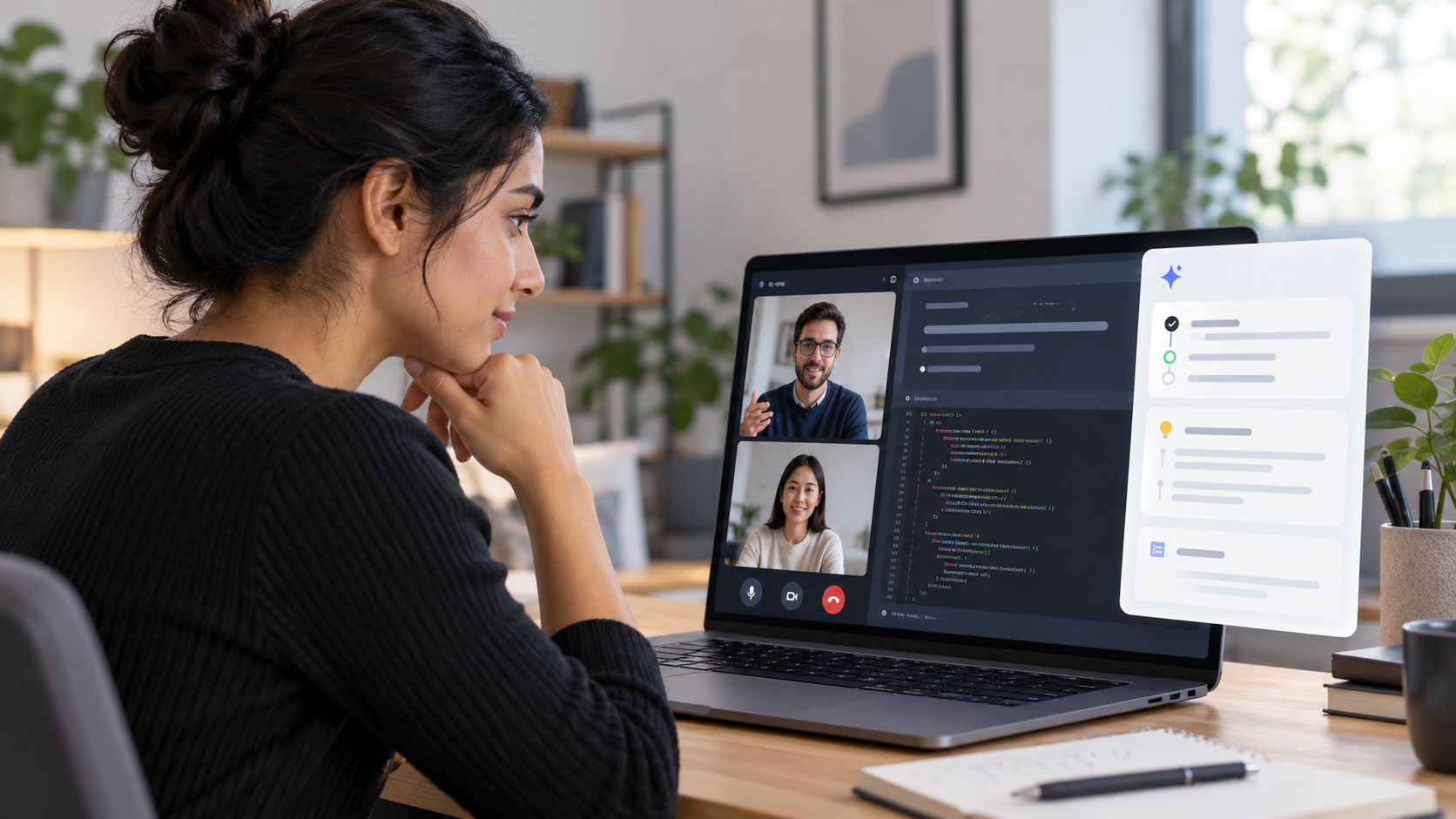 Candidate using an AI interview copilot during a remote coding interview