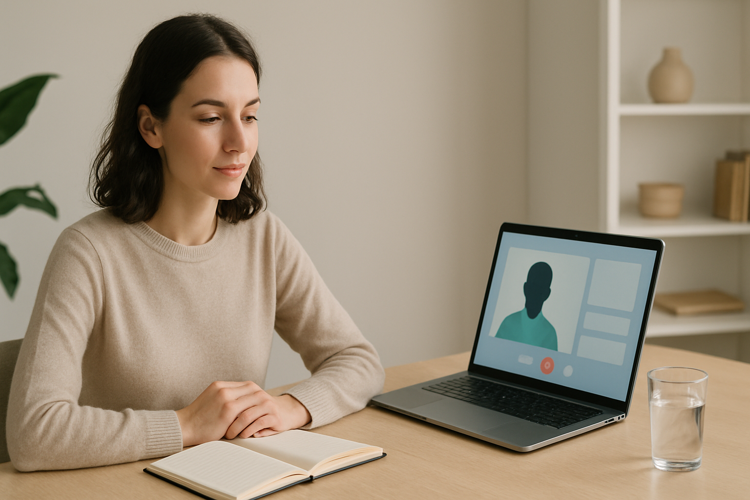 Candidate reviewing interview notes before answering questions under pressure