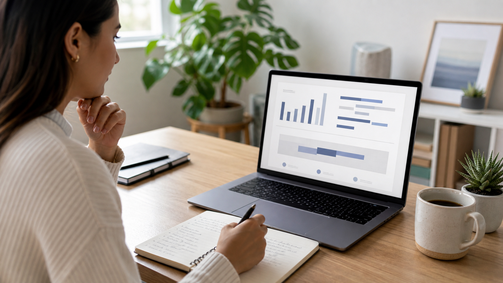 Candidate reviewing compensation research before answering salary expectations in an interview