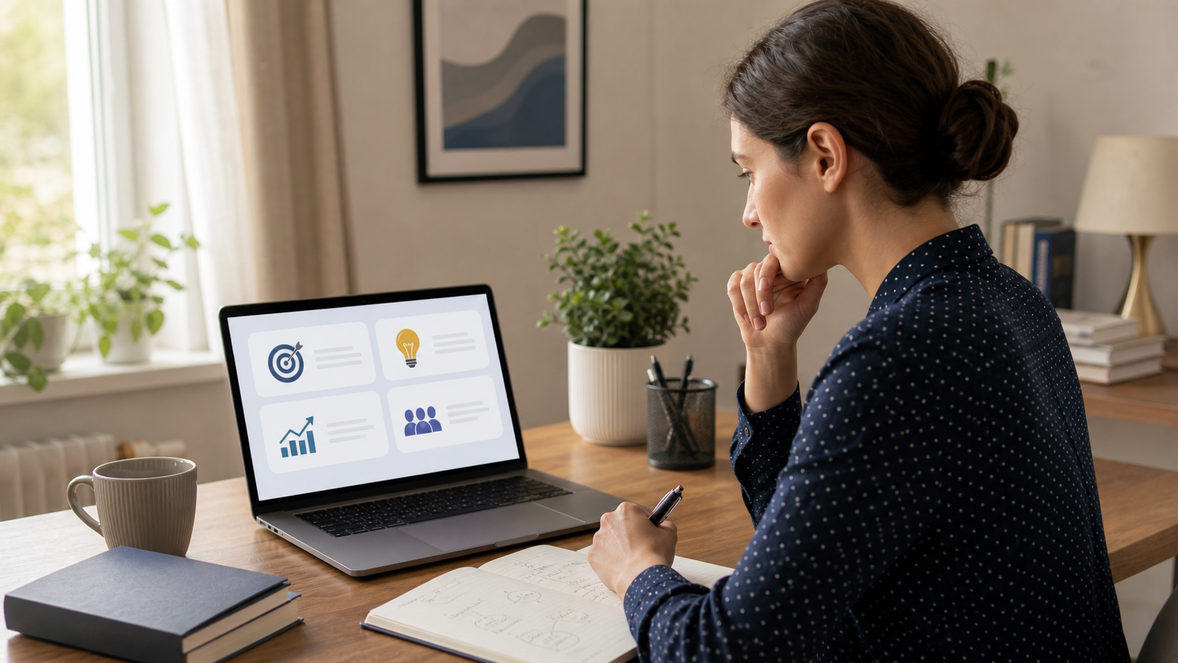 Candidate preparing an interview answer about motivation and career goals