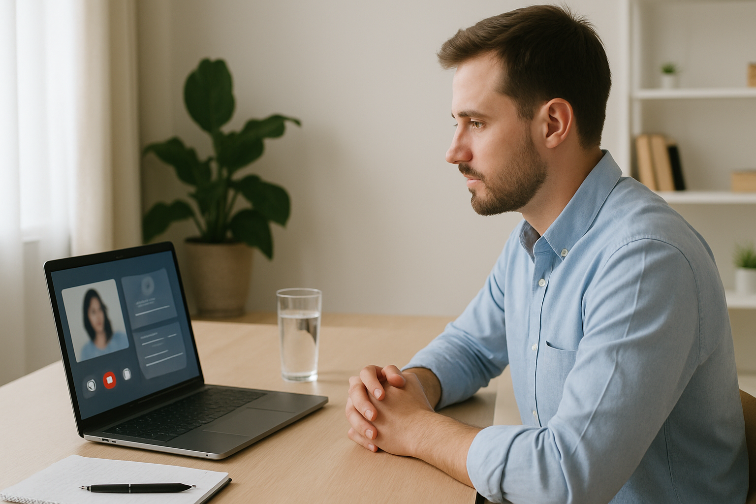 Candidate preparing notes before a remote interview with an AI interview assistant
