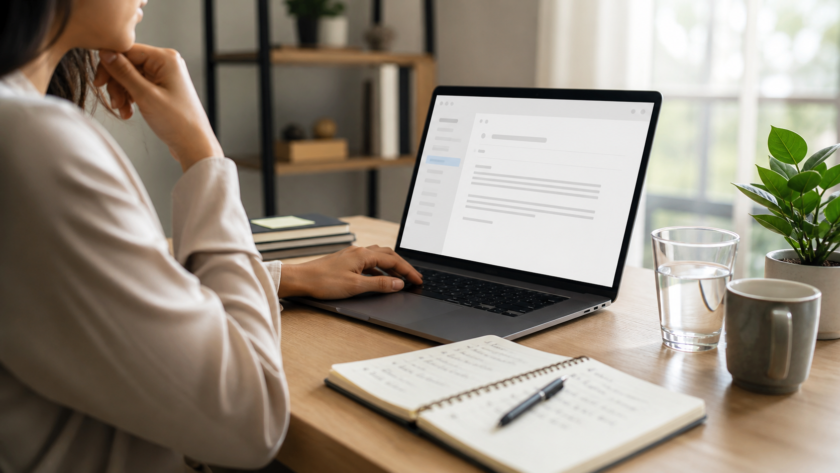 Candidate drafting a follow-up email after a remote interview